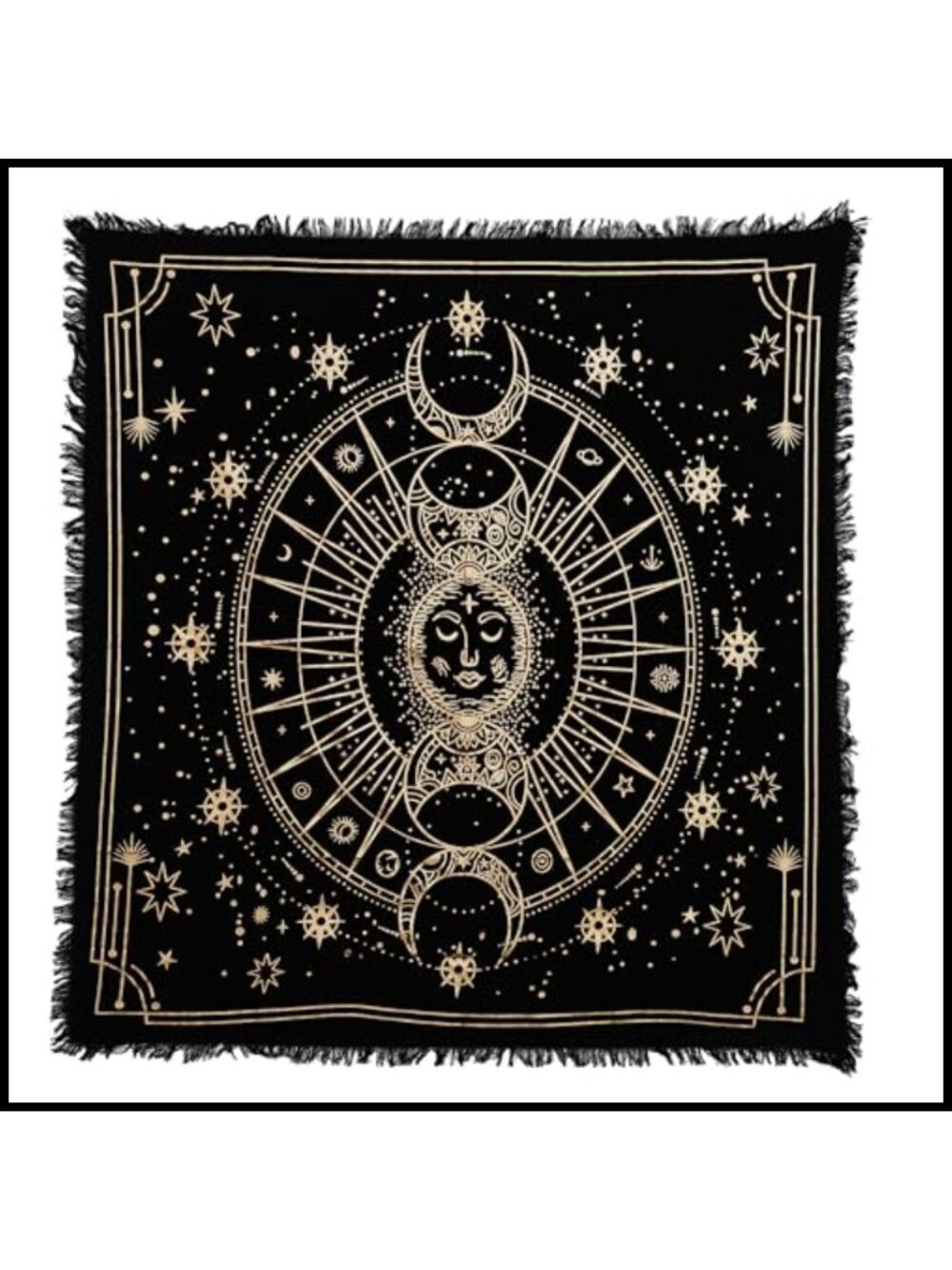 Moon Phases Altar Cloth 18x18 Cotton Tapestry Tarot Wiccan Ritual Décor